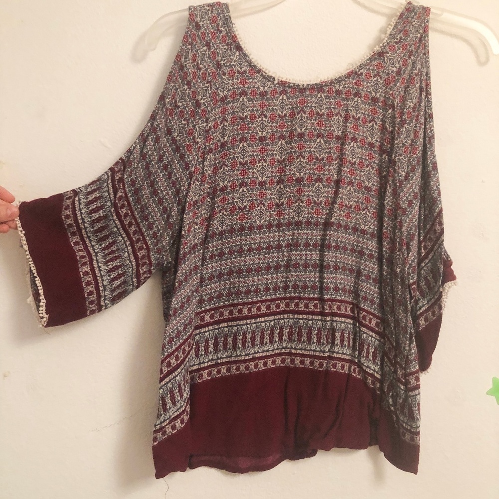 maroon boho shirt